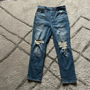 Madewell jeans perfect vintage jean high rise distressed straight taper 26